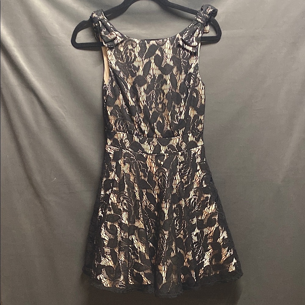 Lace Overlay Cocktail Dress